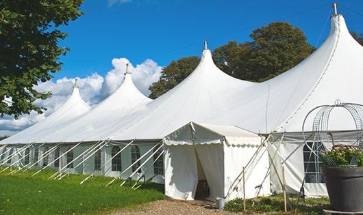 high-quality porta potties stationed at a wedding, meeting the needs of guests throughout the outdoor reception in Eureka